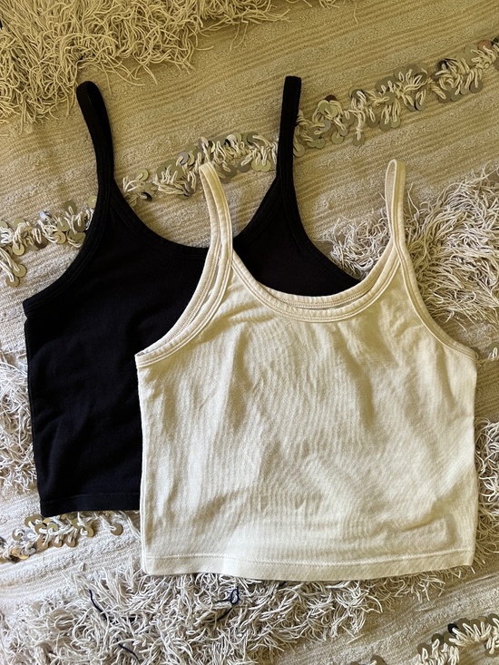 ARQ Other - Set of 2 ARQ Organic Cotton Cropped Tank | Black and Cotton Size Small